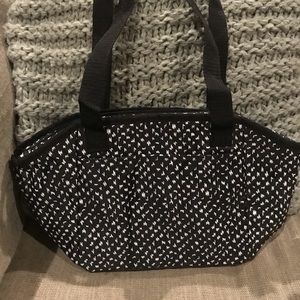 Black and white lunch tote